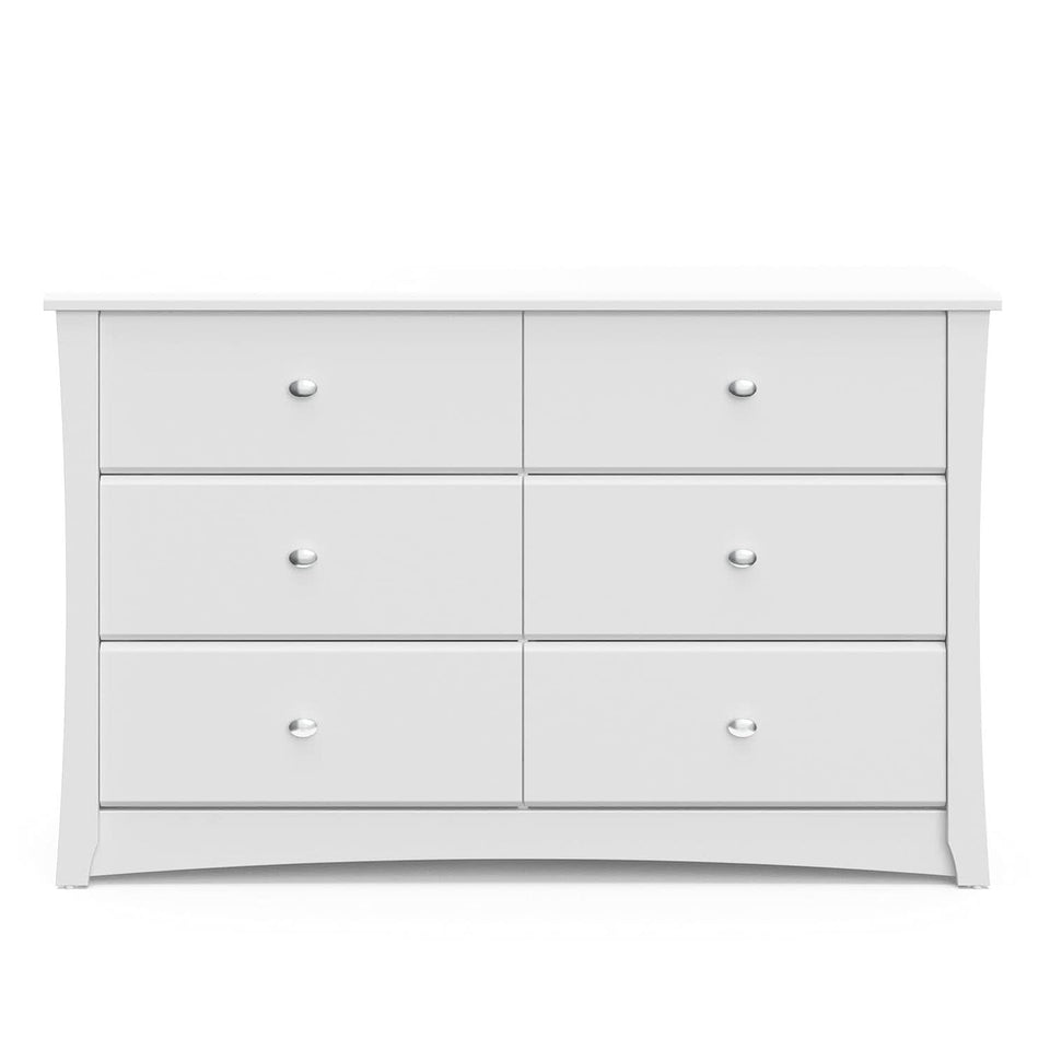 White Six Drawer Dresser for Kids With Safety Restraint Kit