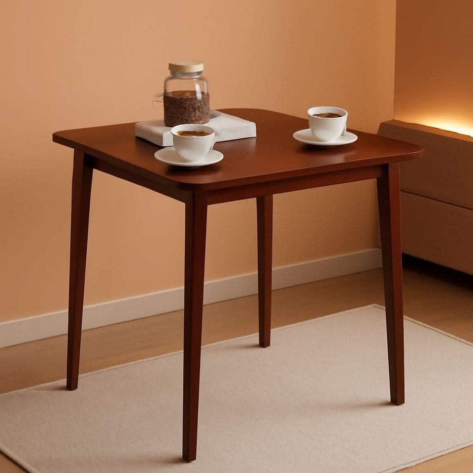 Brown Bamboo Square Dining Table 27.6 Inch For Small Spaces Easy Assembly