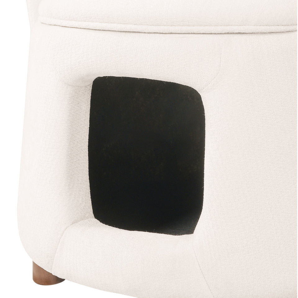 Beige Pet Friendly Chair with Hidden Pet Nook and Storage Seat - Beige