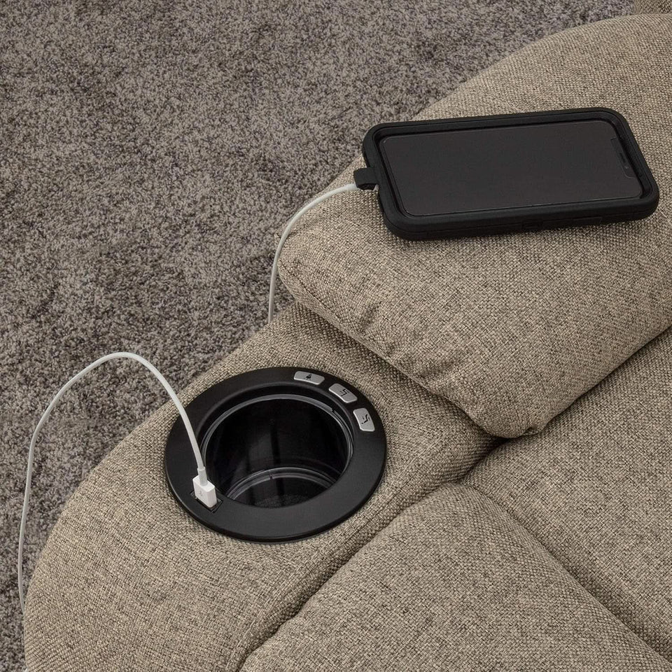 Powered Double RV Wall Hugger Recliner Sofa 67 Inch Oatmeal