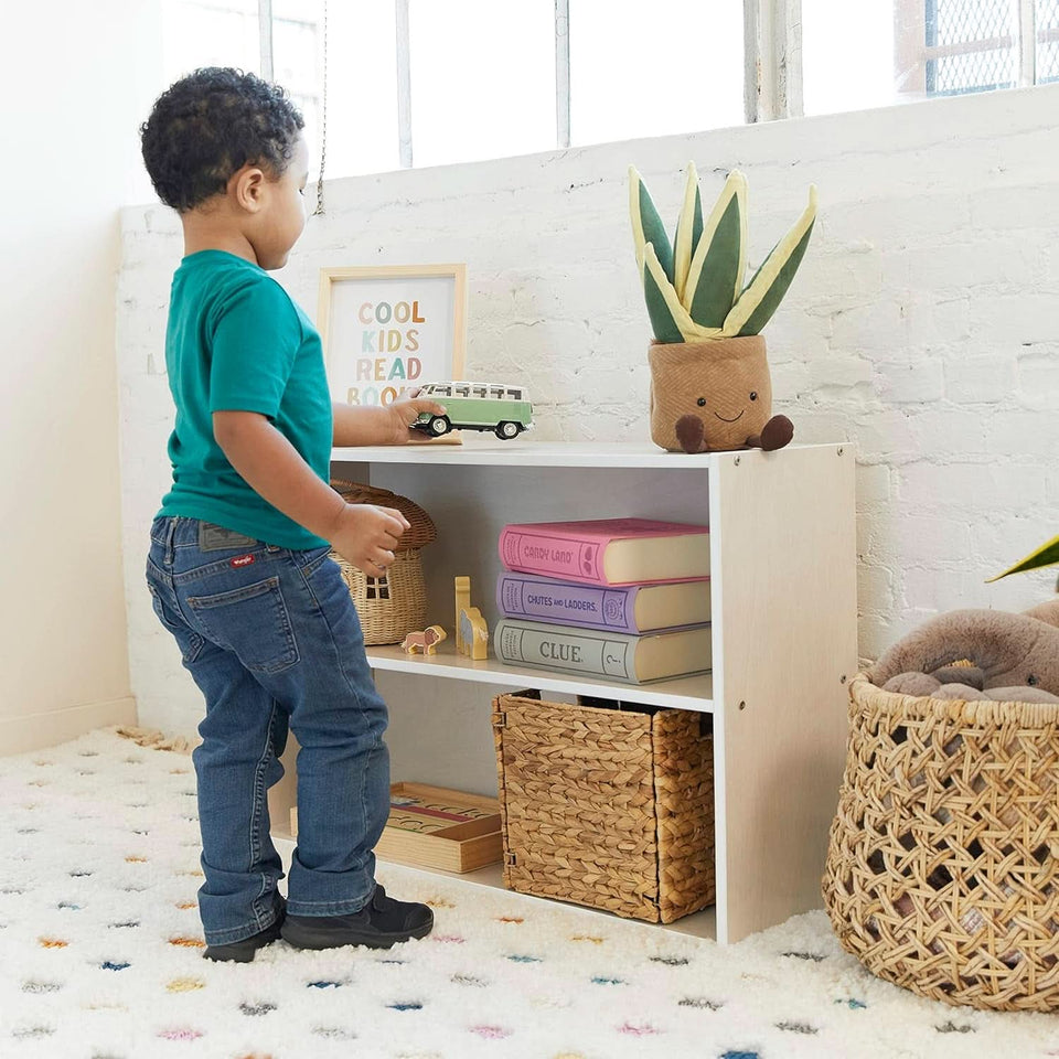 Streamline 2 Shelf Storage Cabinet 24 Inch White Wash Kids Bookshelf