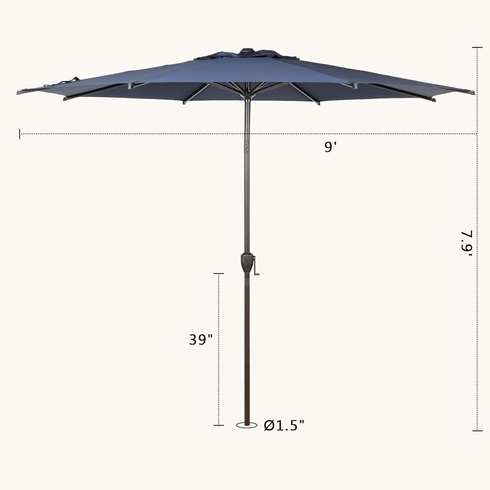 9Ft Lyon Outdoor Patio Umbrella Dark Blue Garden Shade