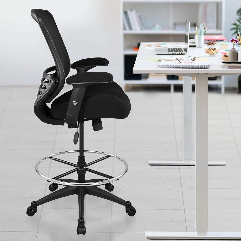 400Lbs Ergonomic Drafting Chair Height Adjustable Foot Ring