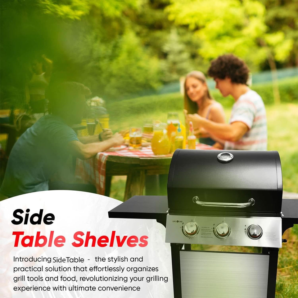 3 Burner Stainless Steel Propane Gas Grill With Cabinet