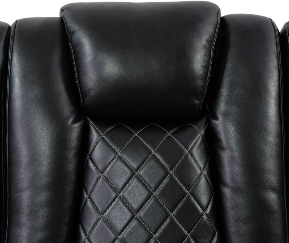 Electric Power Recliner Sofa Black With USB Charging Ports