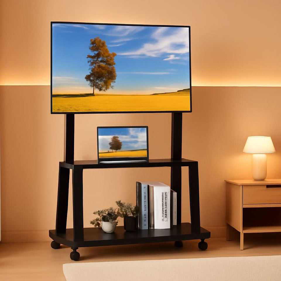 Height Adjustable Rolling TV Stand for 32-75 Inch TVs