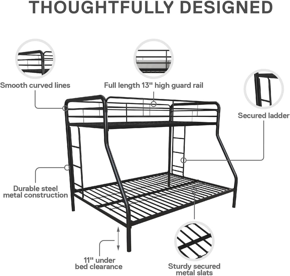 Dusty Metal Bunk Bed Frame Twin Over Full Black Finish