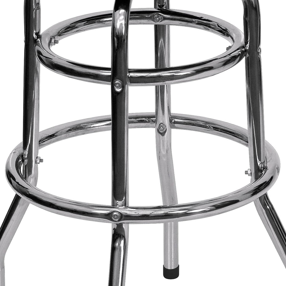 Bruno 2 Pack Bar Stool Chrome Double Ring Black Seat