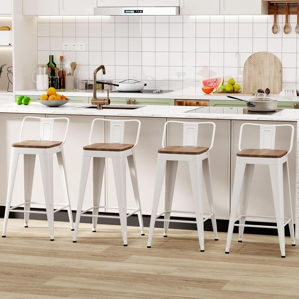 Stylish Set of Four Stackable Counter Height Bar Stools