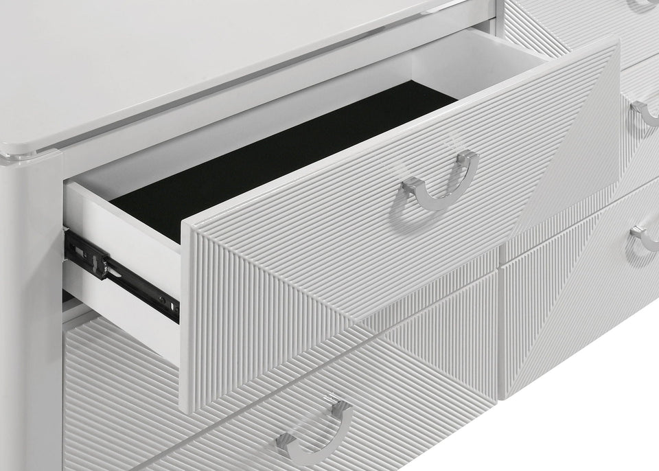 Cassia 6-drawer Bedroom Dresser Cabinet White High Gloss