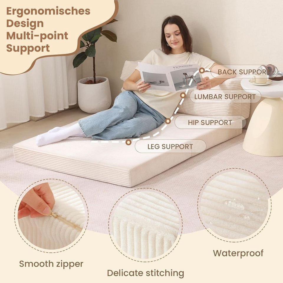 Corduroy Convertible Folding Sofa Bed With Mattress
