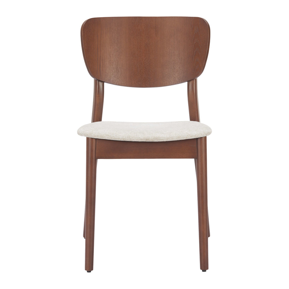 Kellua Dining Chair (Set of 2) Beige & Walnut