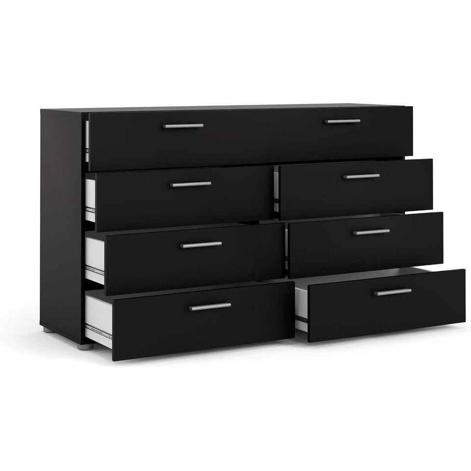 Black 8 Drawer Dresser For Bedroom With Compact Storage