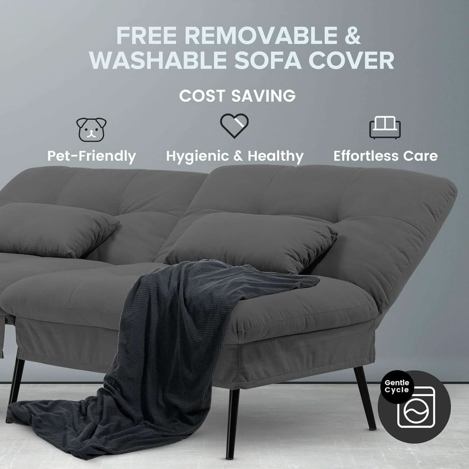 68 Inch Convertible Futon Sofa Bed With Adjustable Backrest
