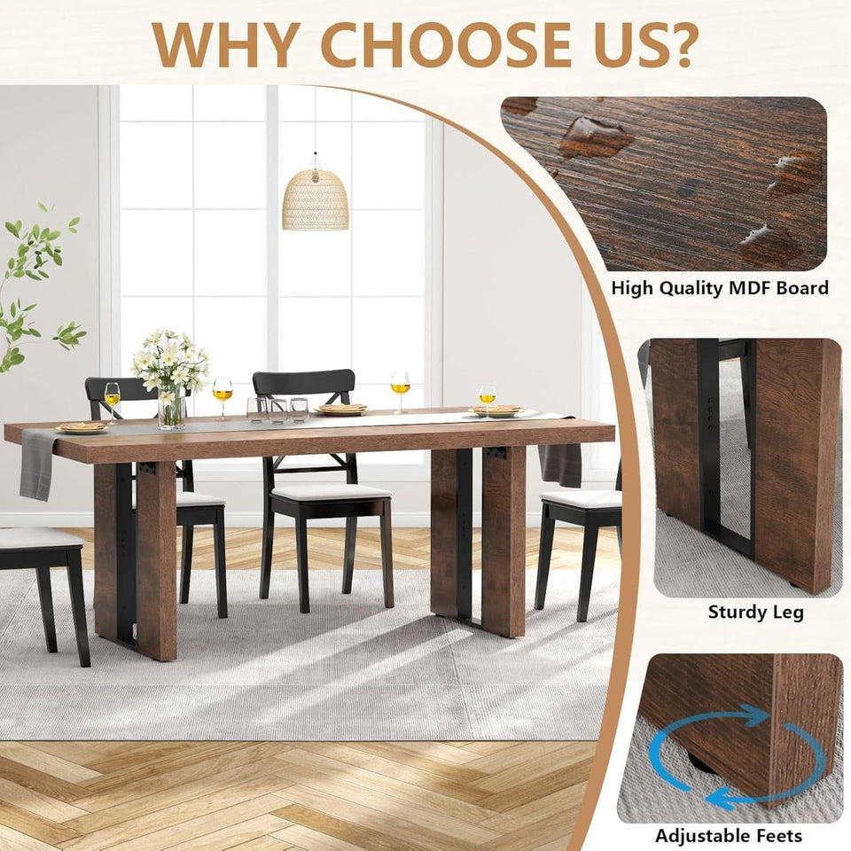 Rustic Farmhouse Dining Table 70 Inch Seats Six To Eight