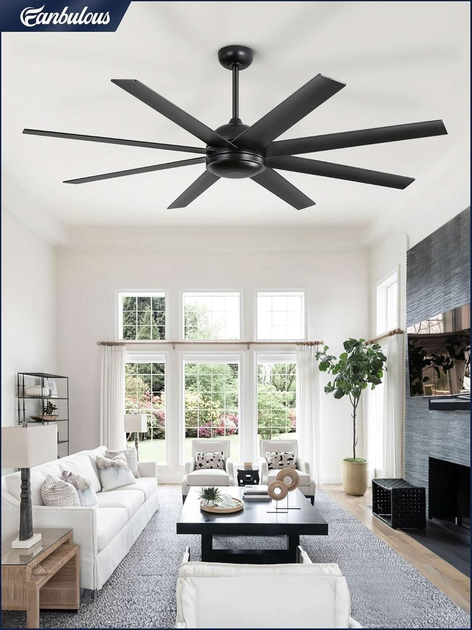65 Inch Ceiling Fan With Remote Control No Light Indoor Outdoor