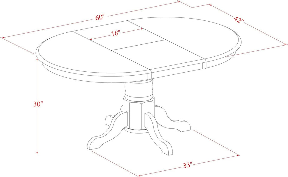 Oval Dining Table 42x60 Inch Butterfly Leaf Finish