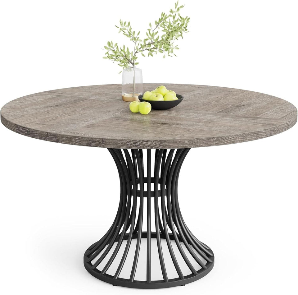Round Dining Table 47 Inch Grey For Kitchen And Living Room
