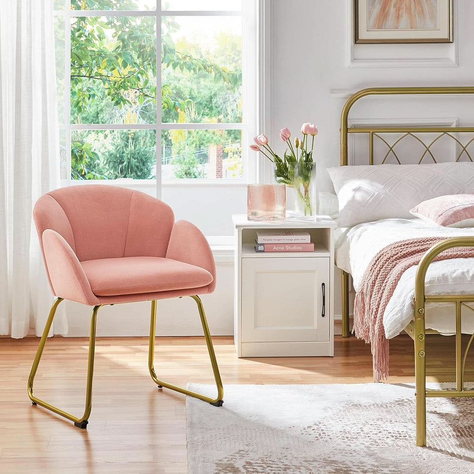 Pink Velvet Flower Armchair With Gold Legs Living Room