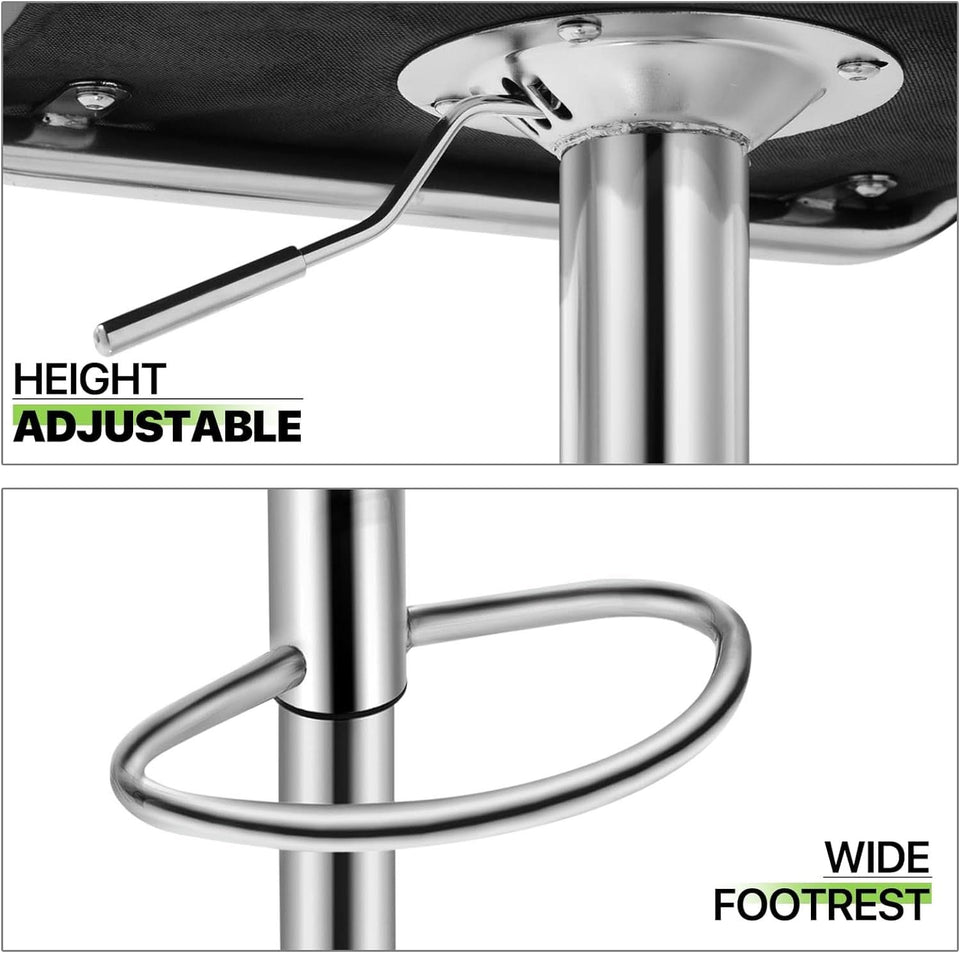 Bar Stools Set of 2 Adjustable Swivel Black Counter Height