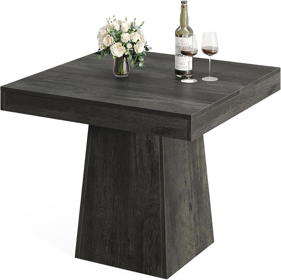 Gray Square Dining Table 31.5 Inch Waterproof Top Seats 4