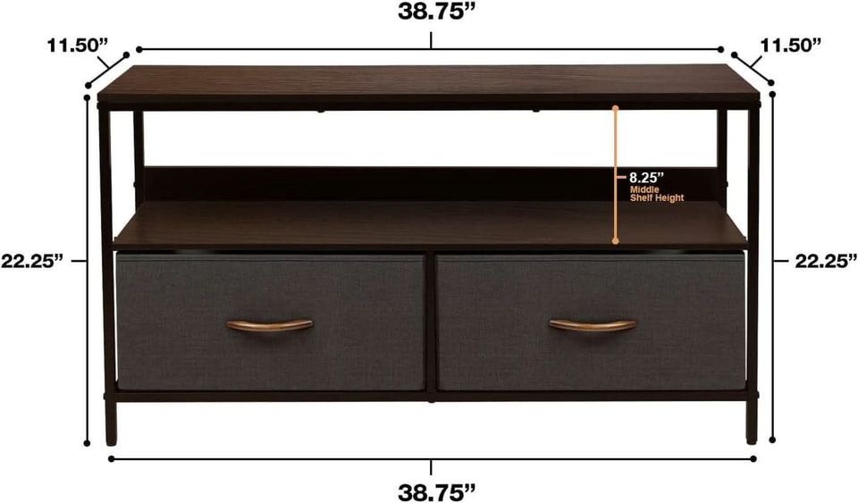 Dresser Style TV Stand With Two Drawers And Wood Top