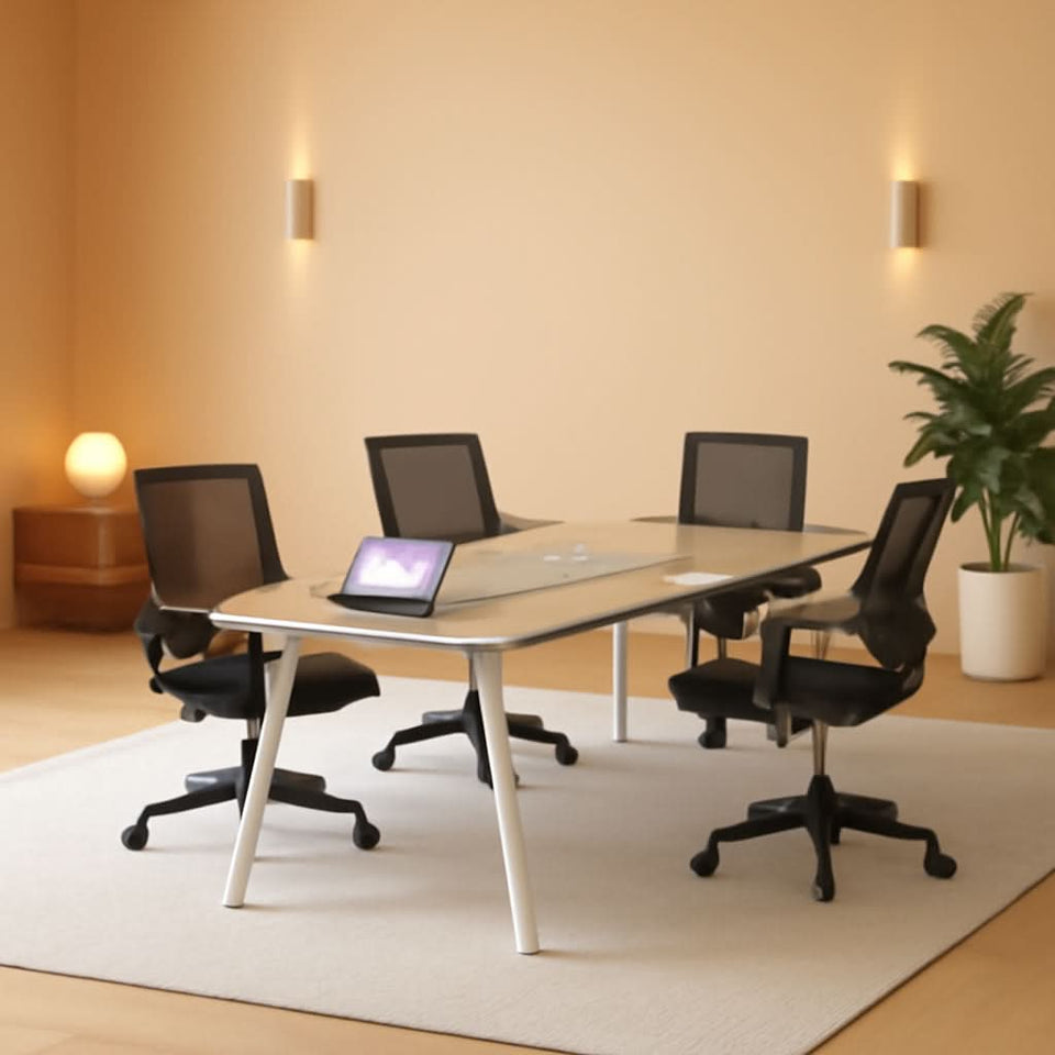 Ergonomic Black Mesh Office Chairs 4 Pack Lumbar Support