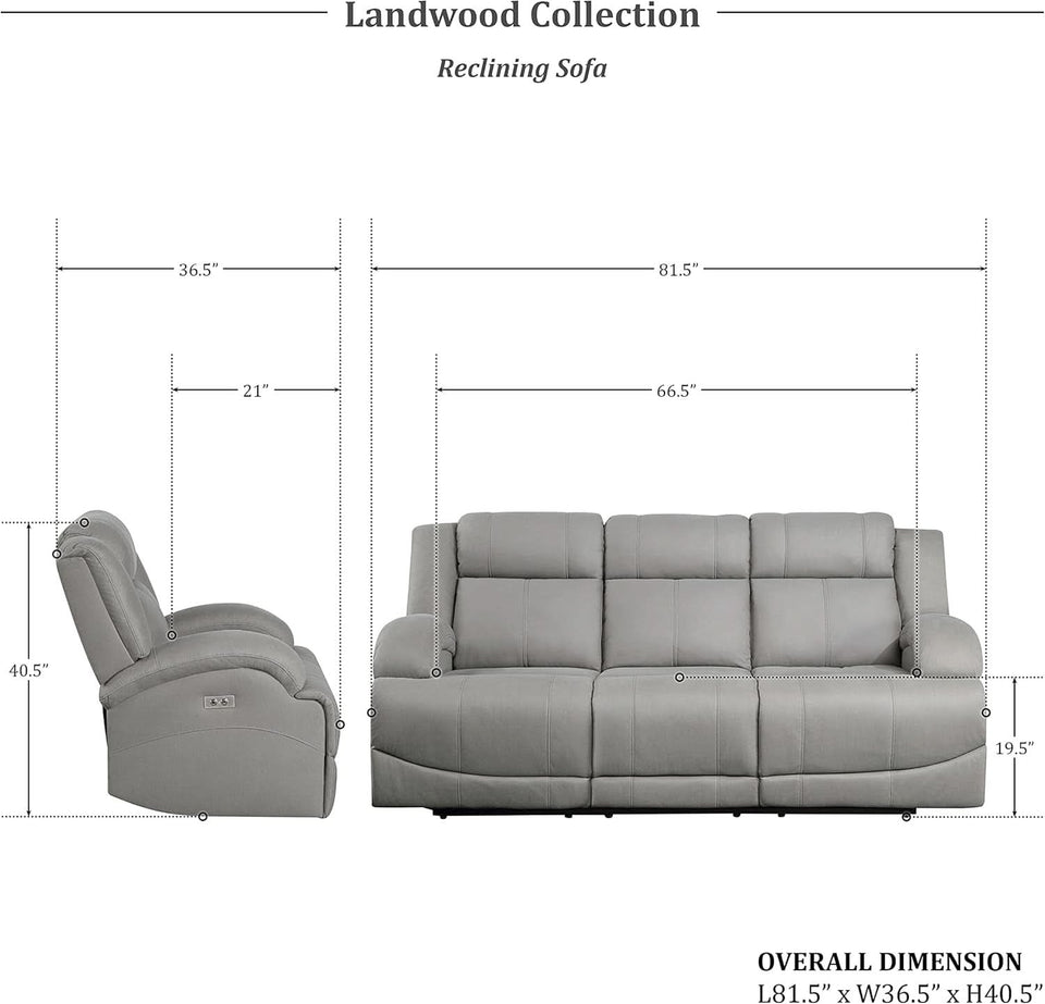 Landwood 3 Piece Power Reclining Living Room Set Gray
