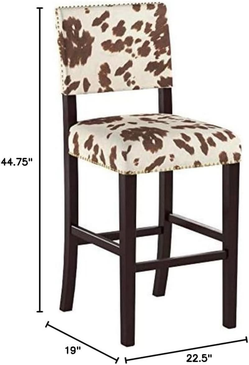Stylish Cowhide Print Bar Stool with Comfortable Padded Seat