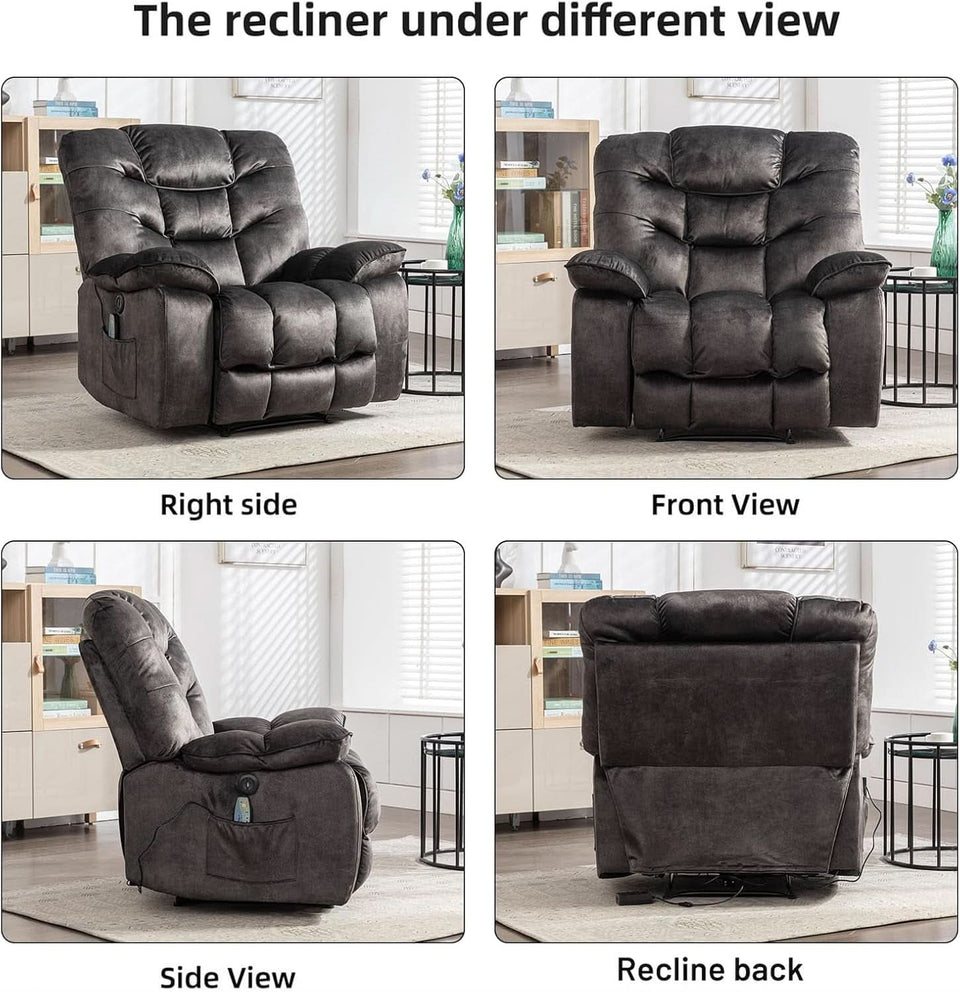 Oversized 41 Inch Power Recliner With Massage And Heat