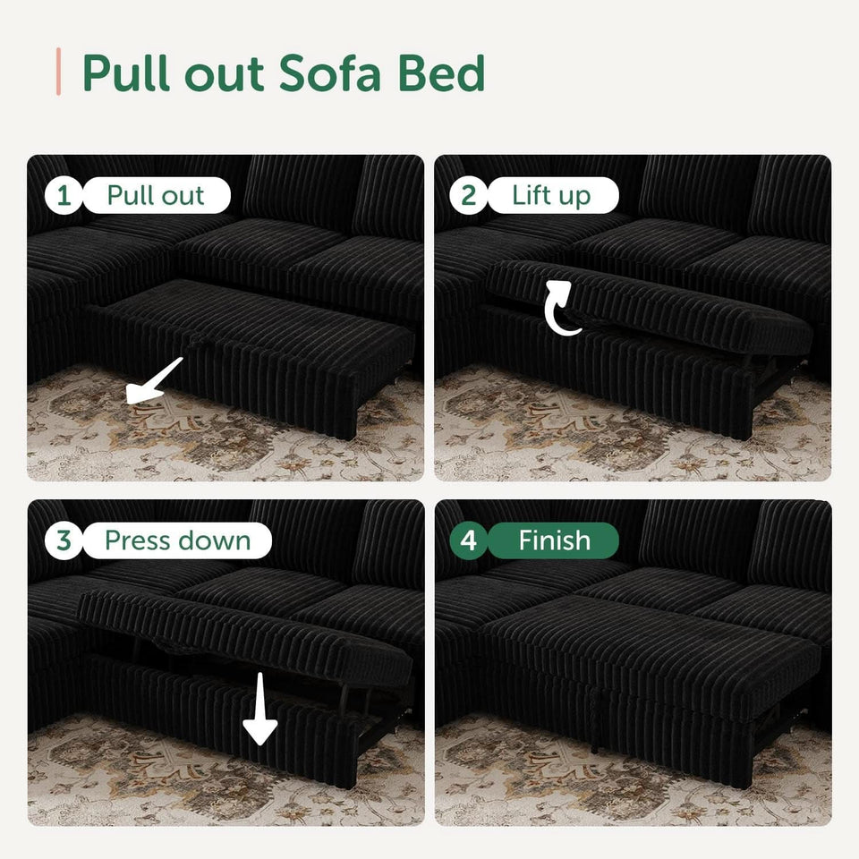 Modular Sleeper Sectional Sofa Charcoal With Storage