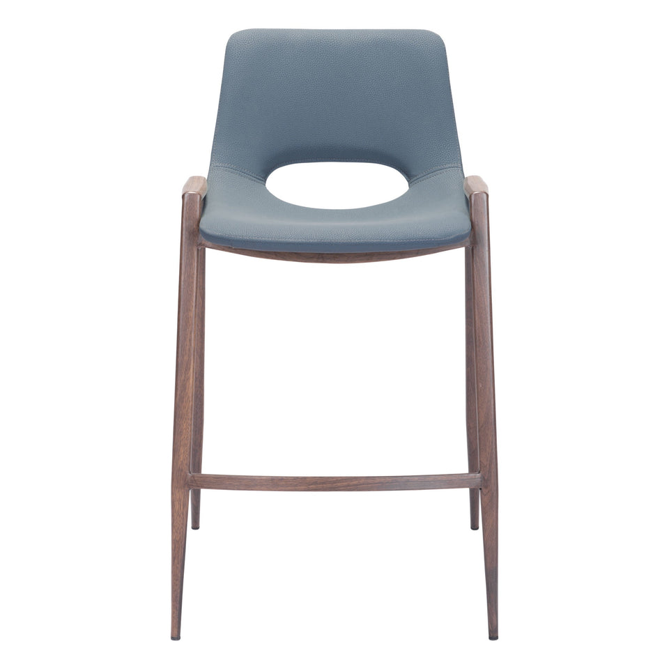 Desi Counter Stool (Set of 2) Azure Gray & Walnut