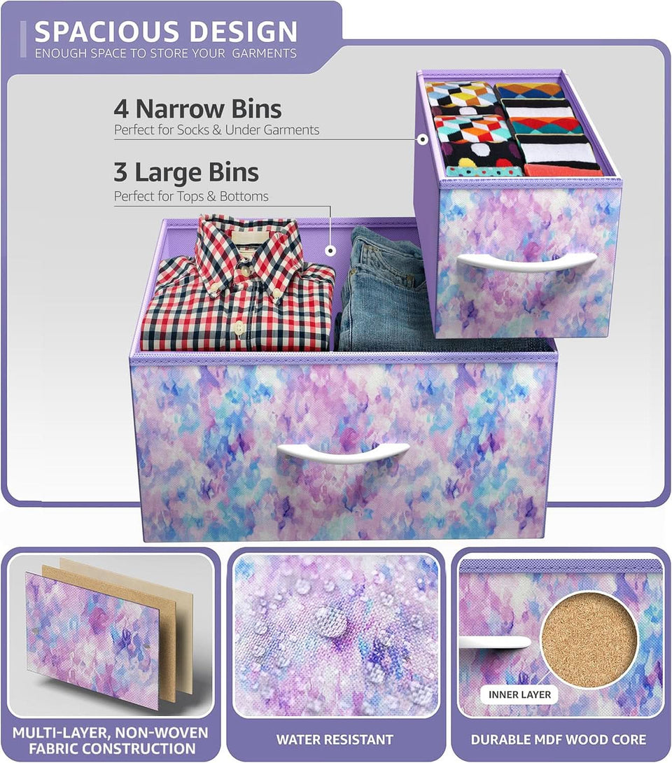 Kids Dresser With 7 Drawers And Fabric Bins Included