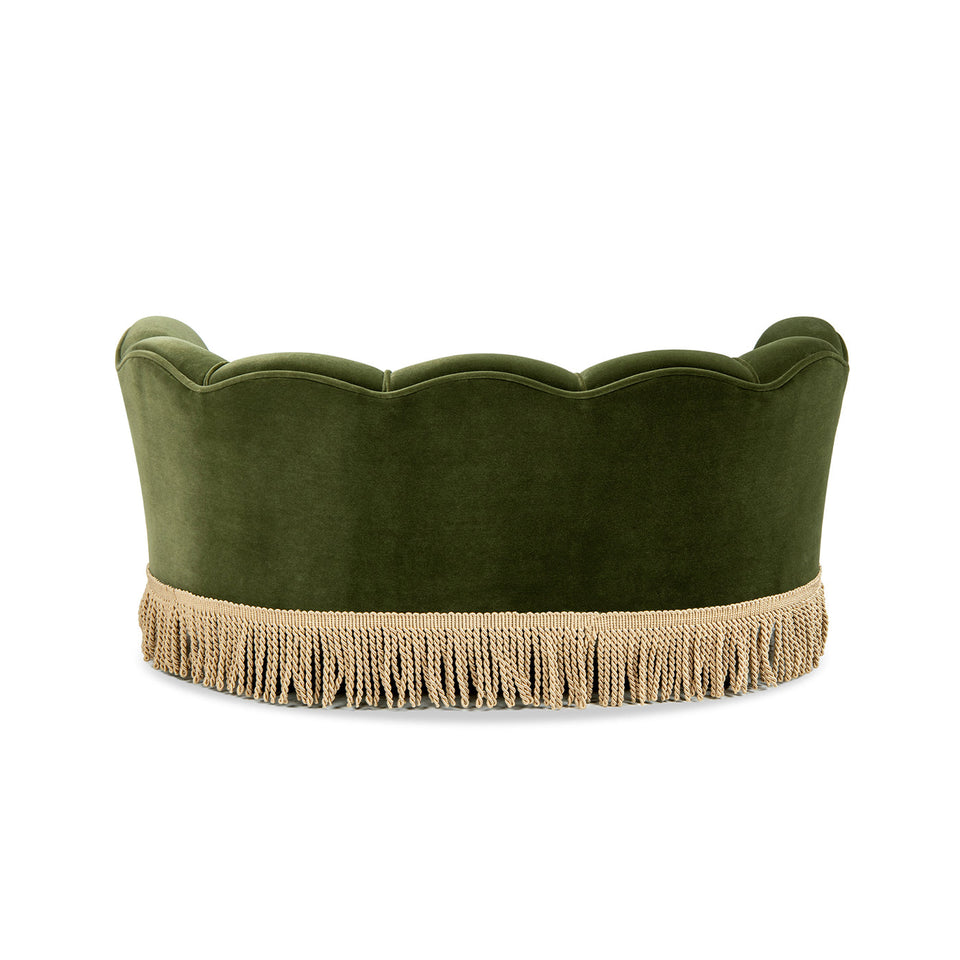 Clara 34.5" Scalloped Pet Sofa Bed with Velvet Upholstery - Olive
