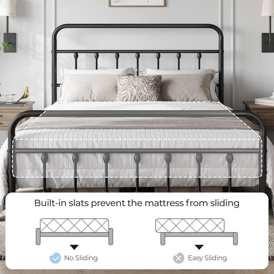 Queen Size Metal Platform Bed Frame With Storage Black