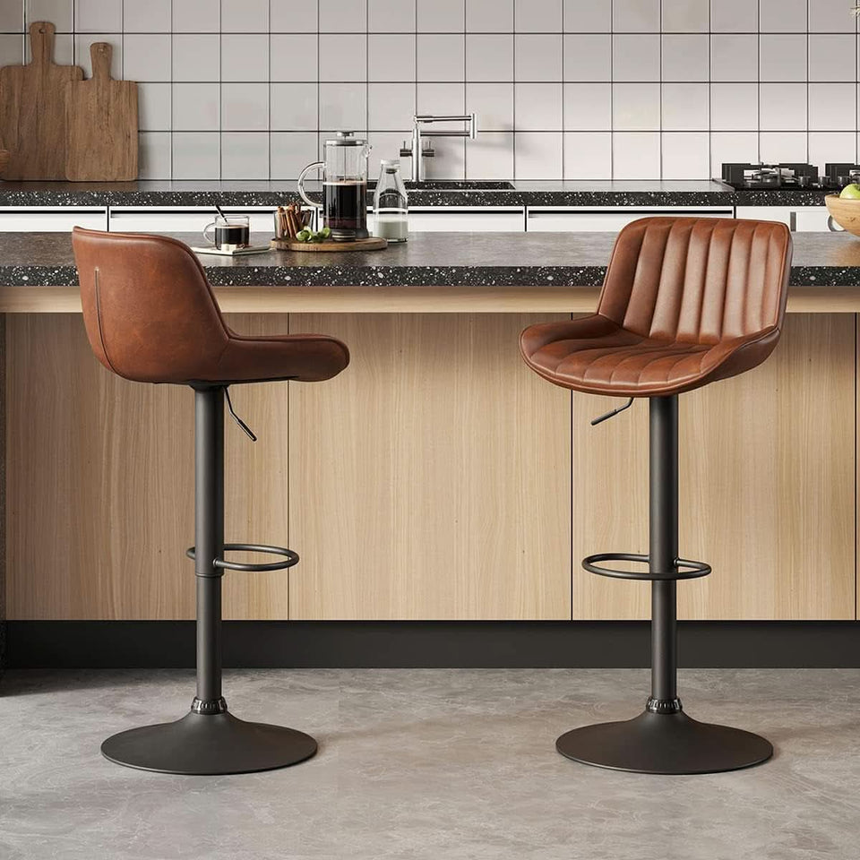 Mid Century Modern Adjustable Height Swivel Bar Stools