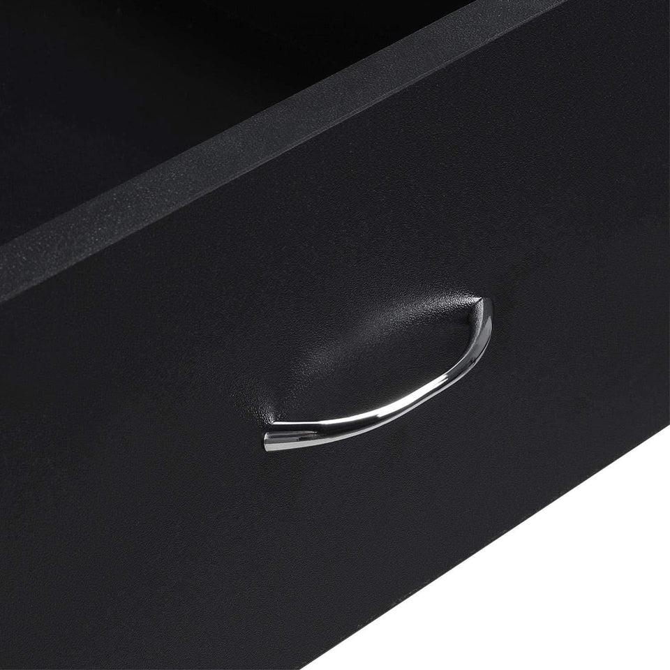 Black Wooden Computer Desk With Storage Drawer Cpu Stand