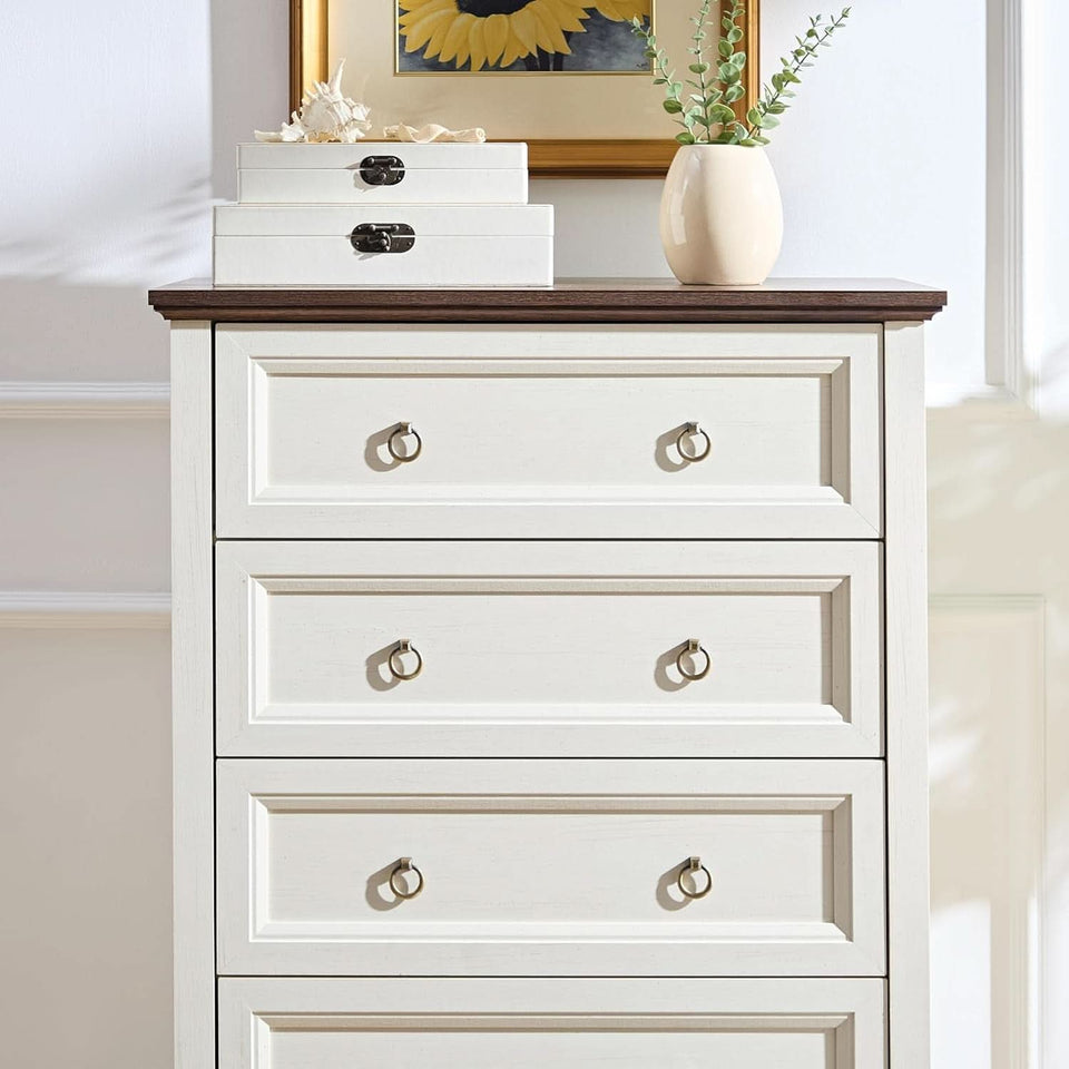 Antique White Forty EightInch Tall Farmhouse Dresser
