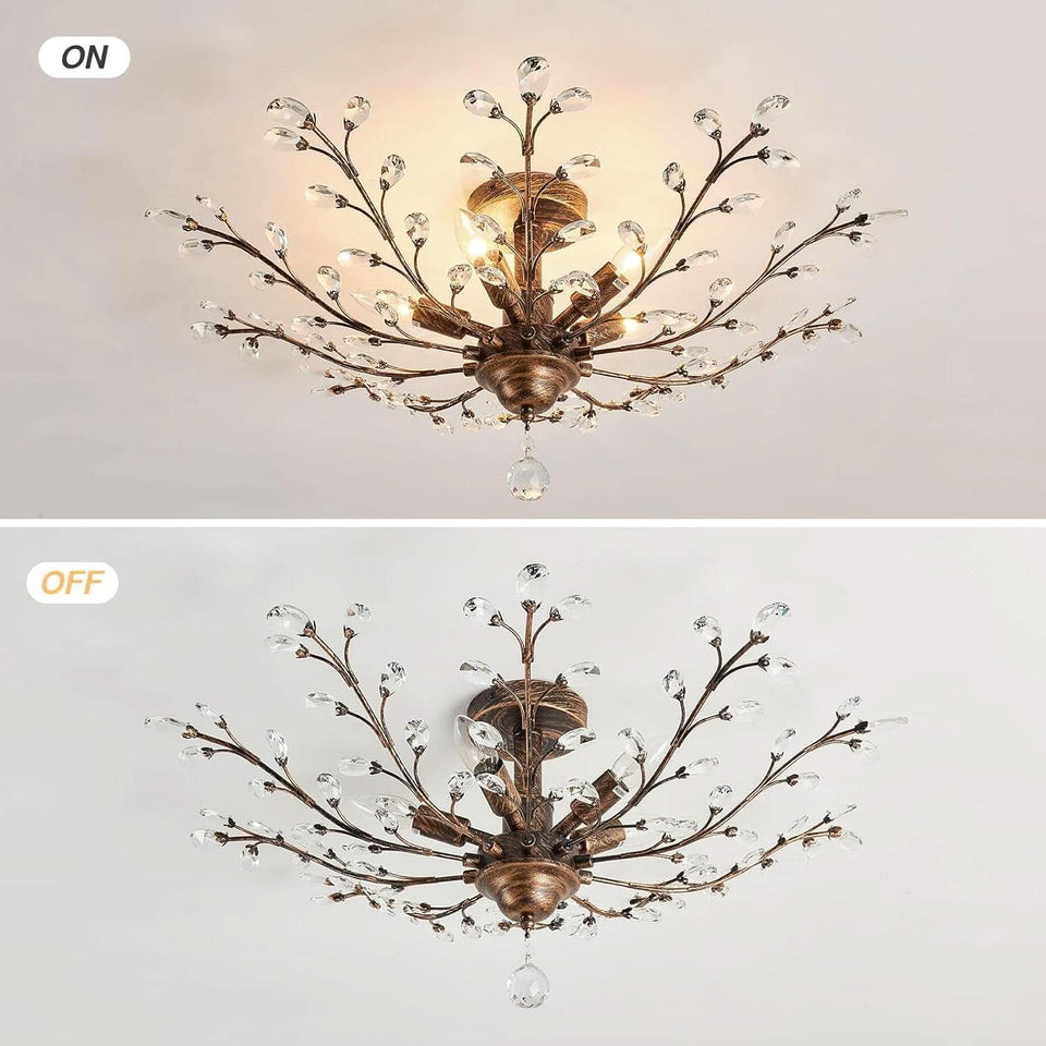 Bronze Five Light Vintage Crystal Chandelier Dimmable