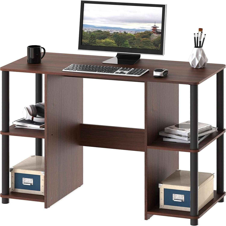 38 Inch Home Office Desk With Double Sided Shelves Cherry
