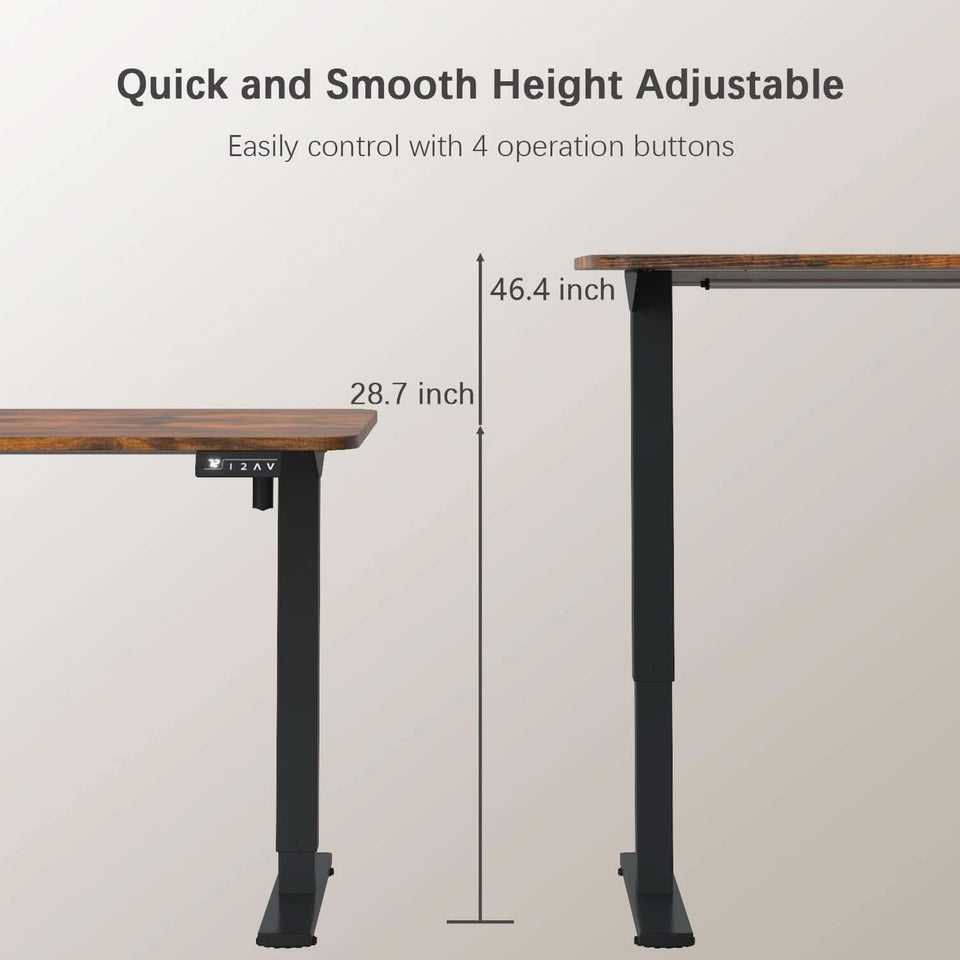 Electric Height Adjustable Standing Desk 55 X 24 Inch With Memory Presets