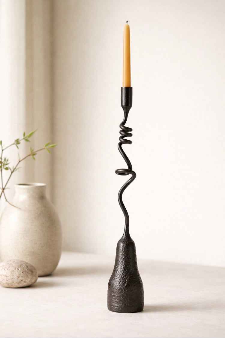 sculptural candleholder - side angle view