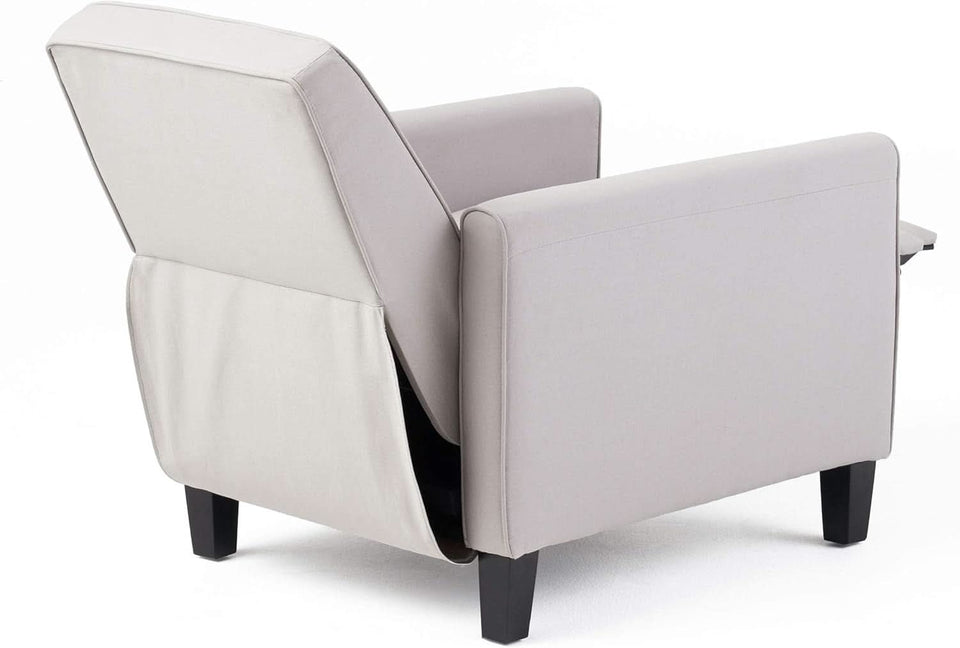 Light Gray Fabric Recliner Set 2 Low Profile Chairs