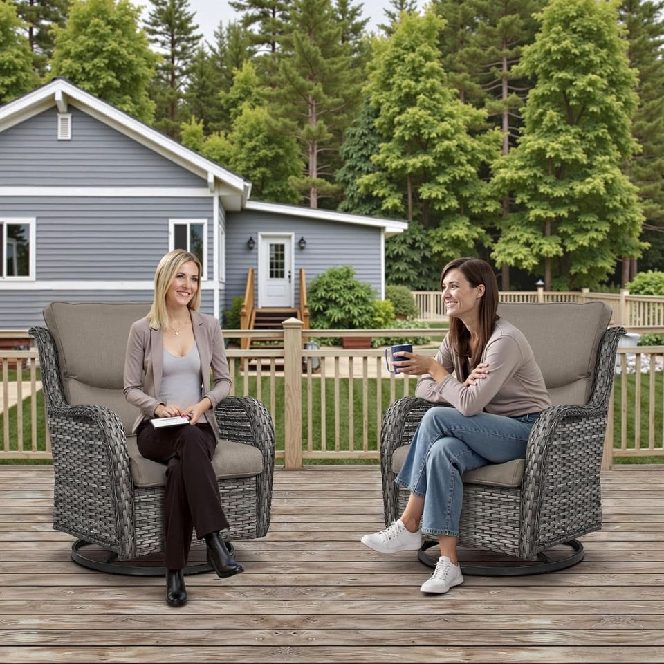 Outdoor Swivel Rocker Patio Chairs Set with Table