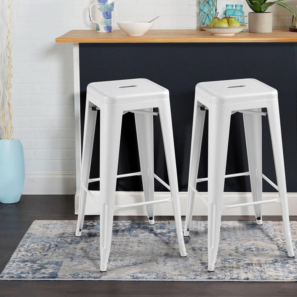 30 Inch Stacking Metal Bar Stool Indoor Outdoor Use