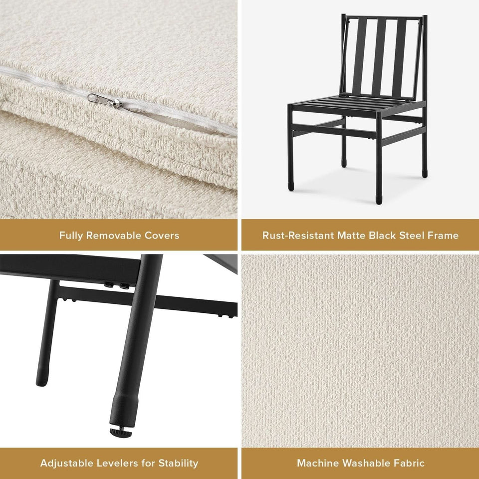 Black Dining Chairs With Removable Cushion Covers Set Of 2