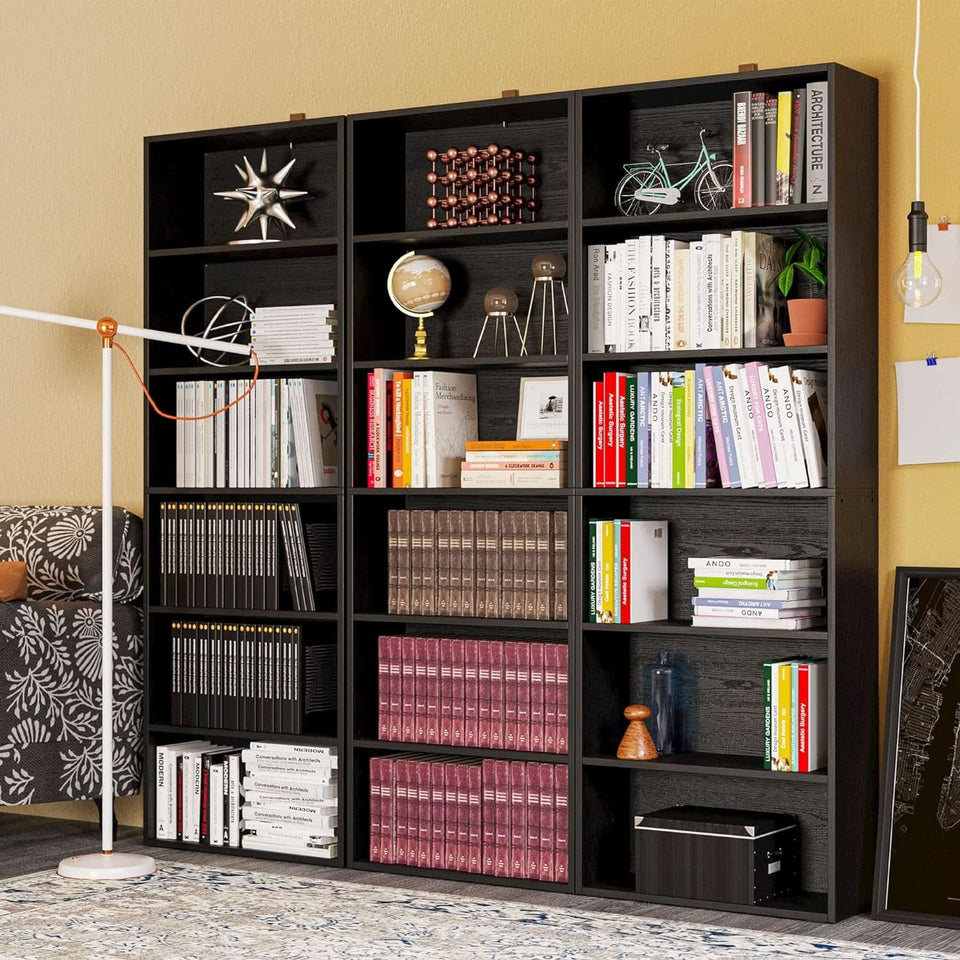 Floor Standing Walnut Finish Bookcase 6 Tier 70 Inches