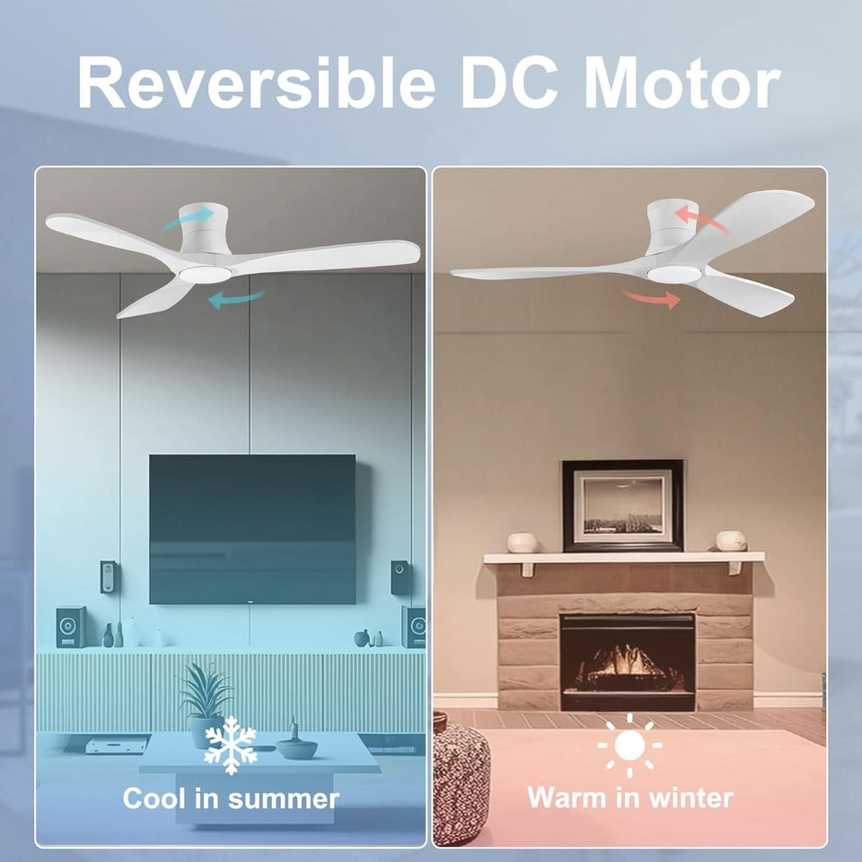 52 Inch Smart Low Profile Ceiling Fan With Remote Control