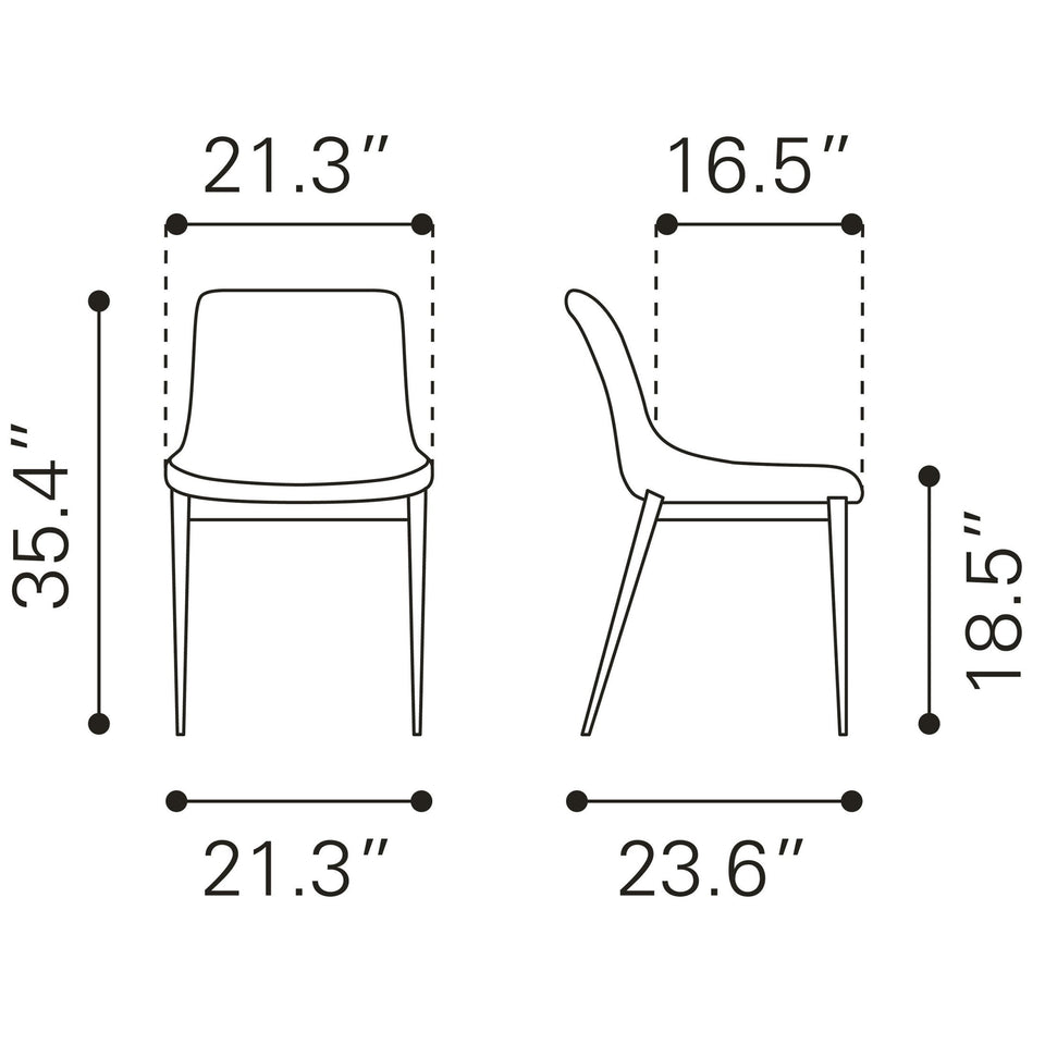 Magnus Dining Chair (Set of 2) White & Walnut