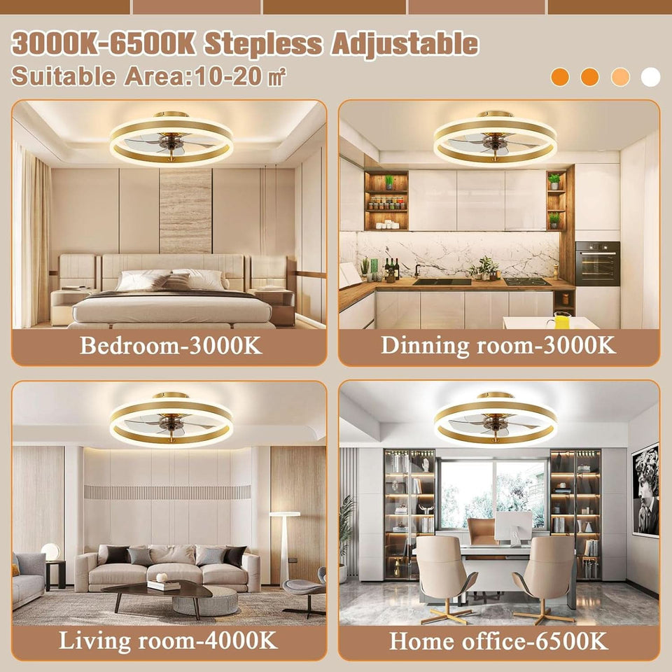 19.7In Low Profile Ceiling Fan With Remote And Dimmable LED